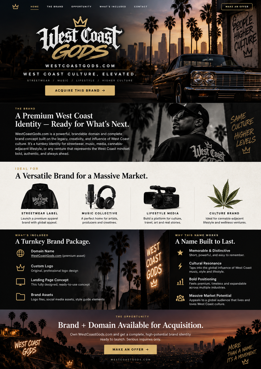 West Coast Gods landing page preview